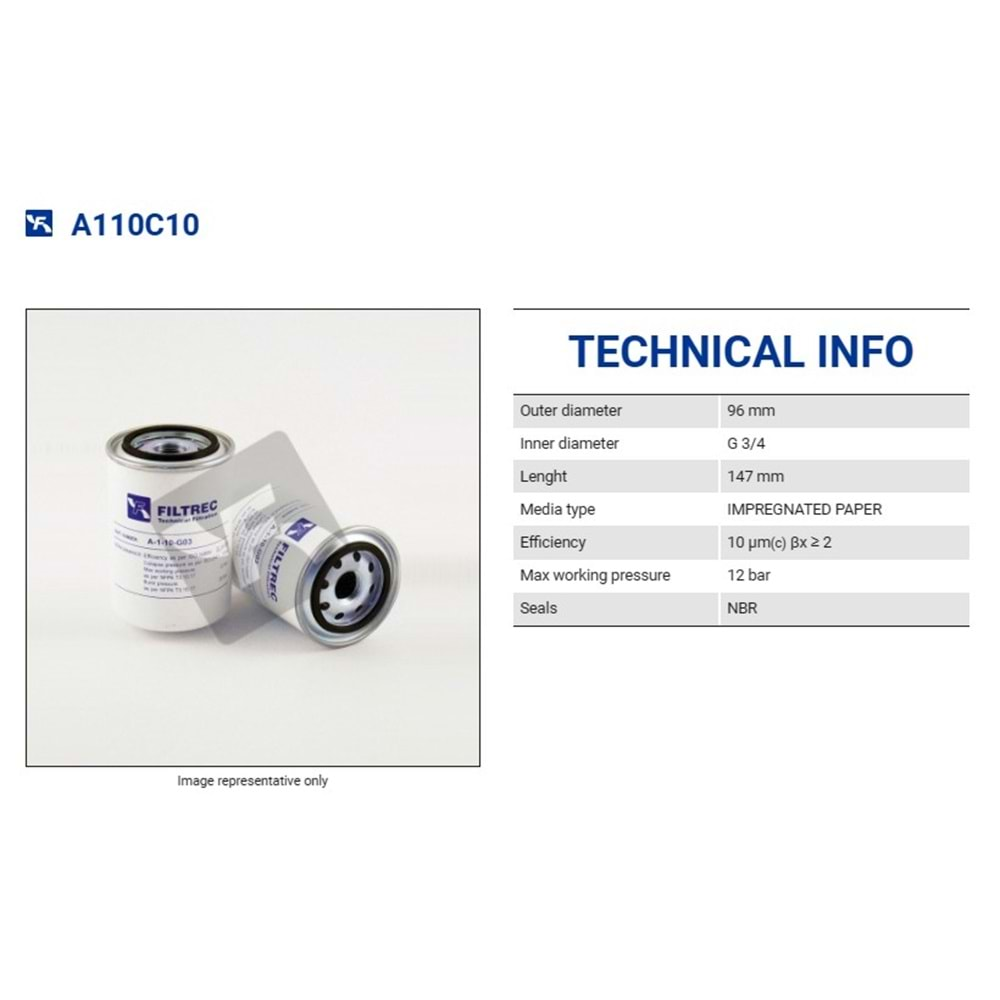 FILTREC A110C10 SPIN-ON CARTRIDGE