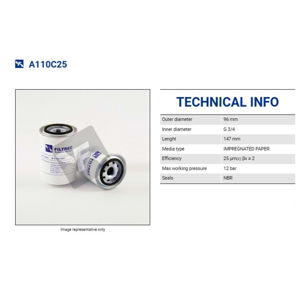 FILTREC A110C25 SPIN-ON CARTRIDGE