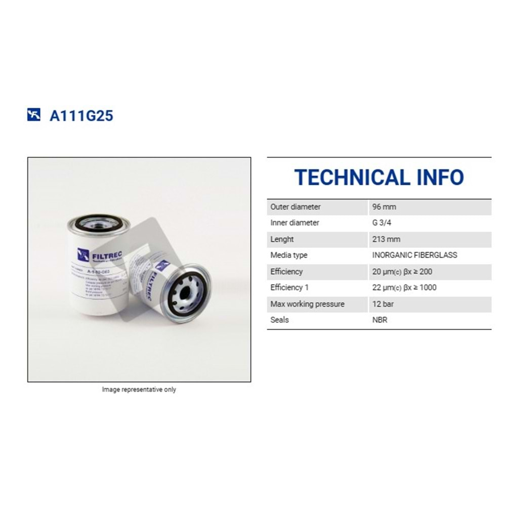 FILTREC A111G25 SPIN-ON CARTRIDGE