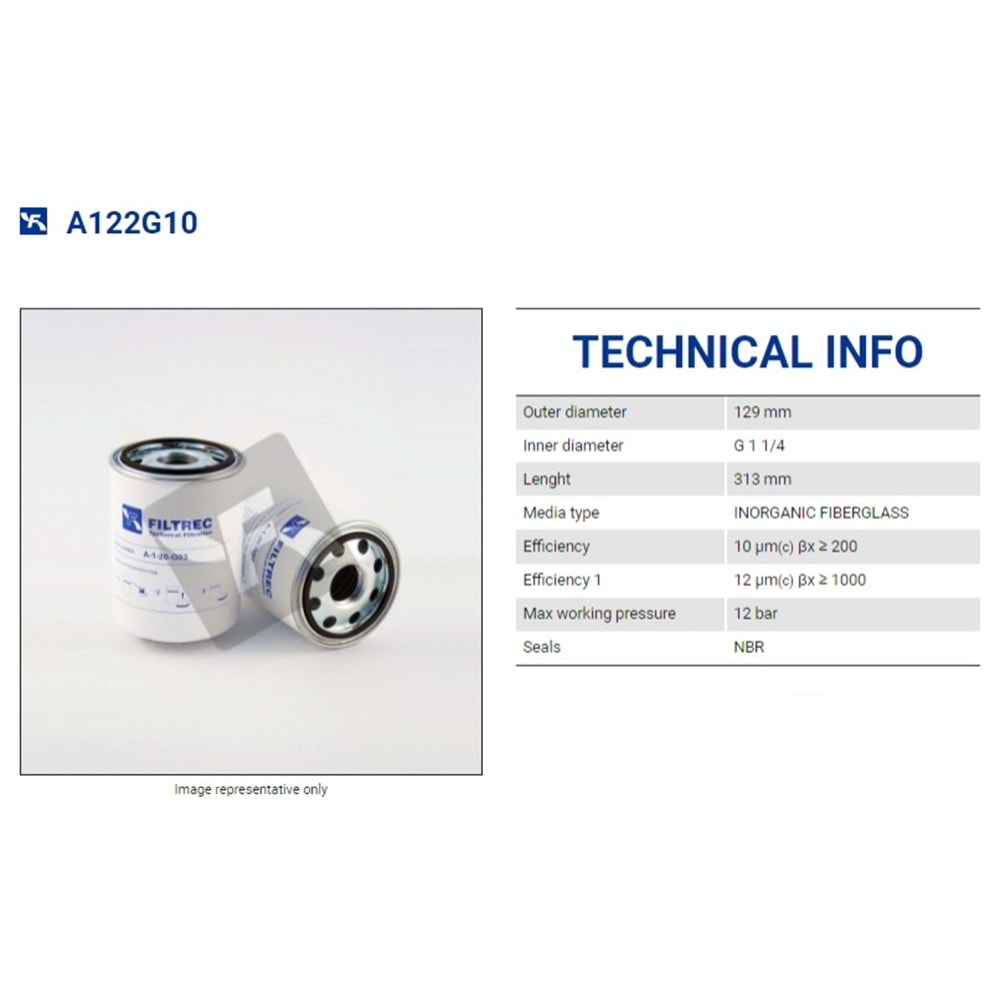 FILTREC A122G10 SPIN-ON CARTRIDGE