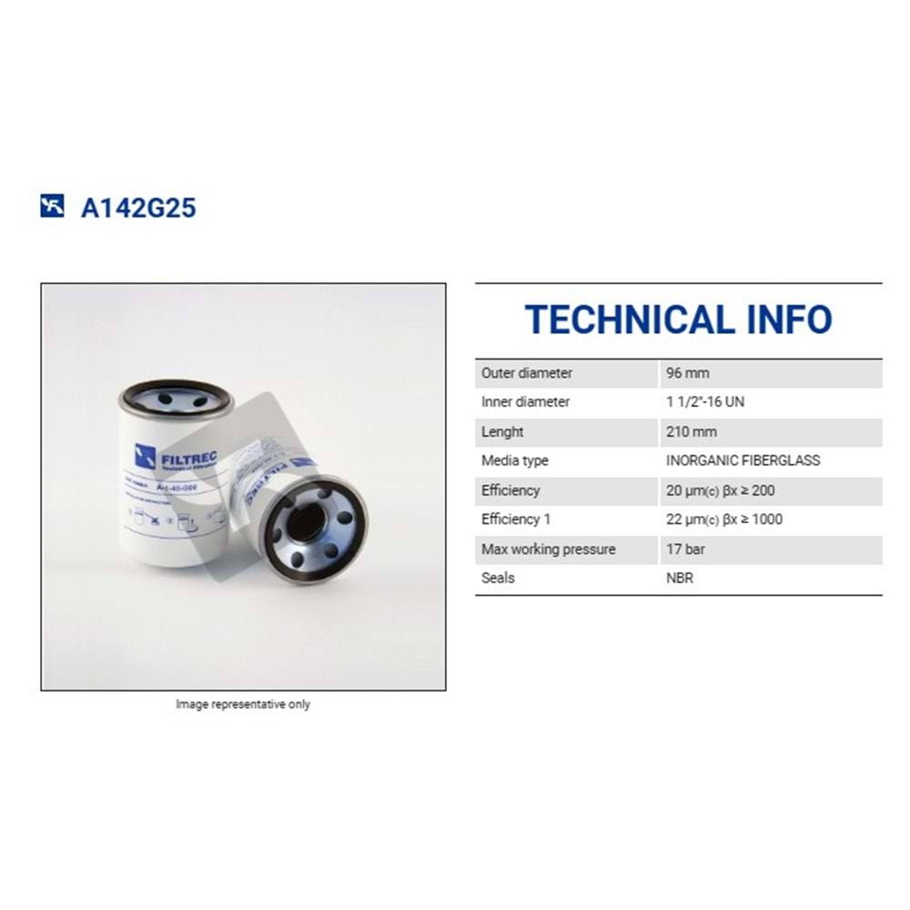 FILTREC A142G25 SPIN-ON CARTRIDGE