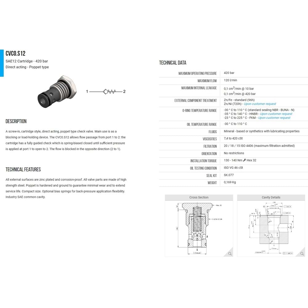 VIS CVC0.S12.0Y CHECK VALVES