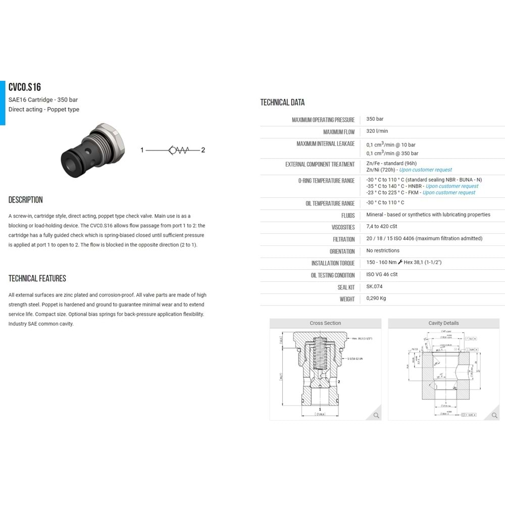 VIS CVC0.S16.0Y CHECK VALVES