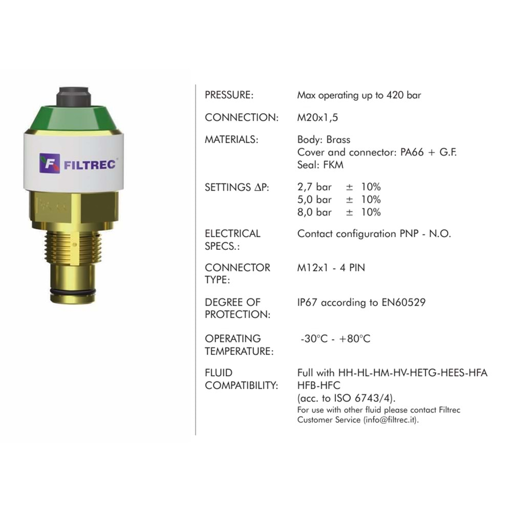 FILTREC EDF5 CLOGGING INDICATOR