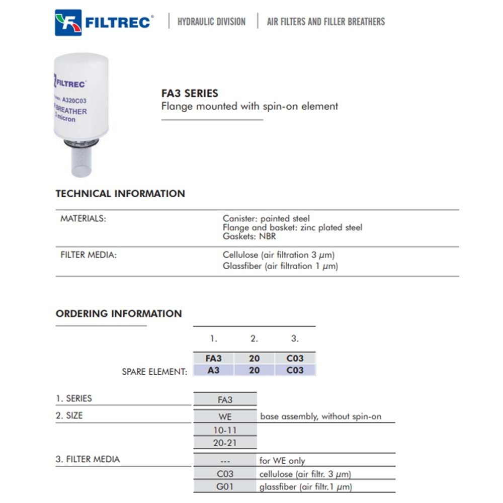 FILTREC FA320C03 AIR FILTER