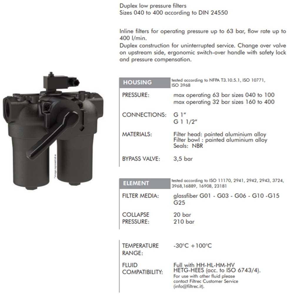 FILTREC FDD040XD100G10ABB5DWFV2 FILTER HOUSING