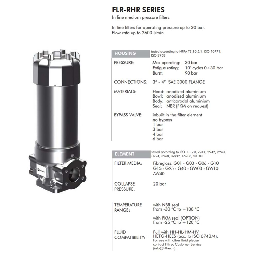 FILTREC FLRRHR1300G10B6AB1F10MA1000A0 FILTER HOUSING