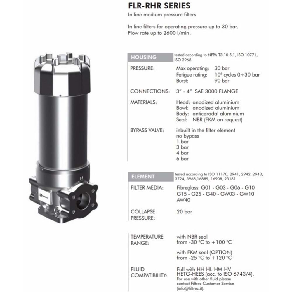 FILTREC FLRRHR1300S50B6AB1F10MA1000A0 FILTER HOUSING