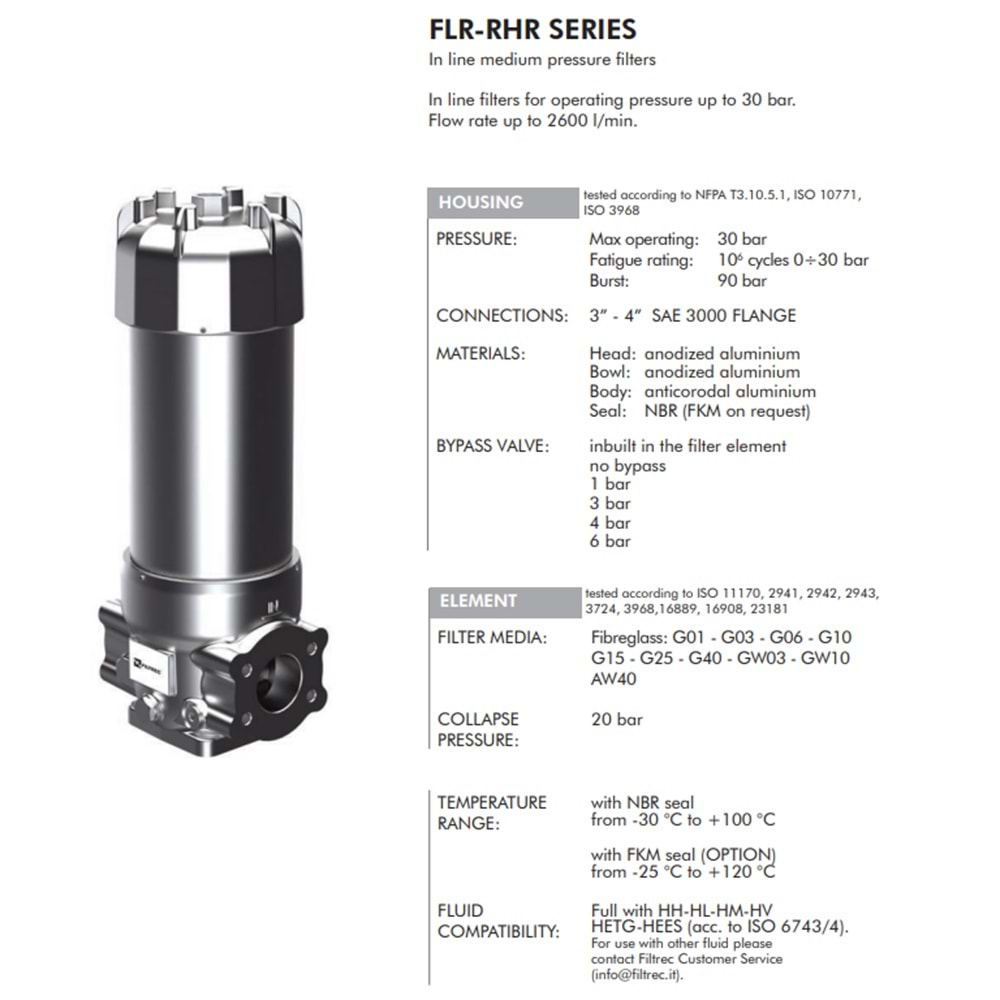 FILTREC FLRRHR2600S50B6AB1F12MA1000A0 FILTER HOUSING