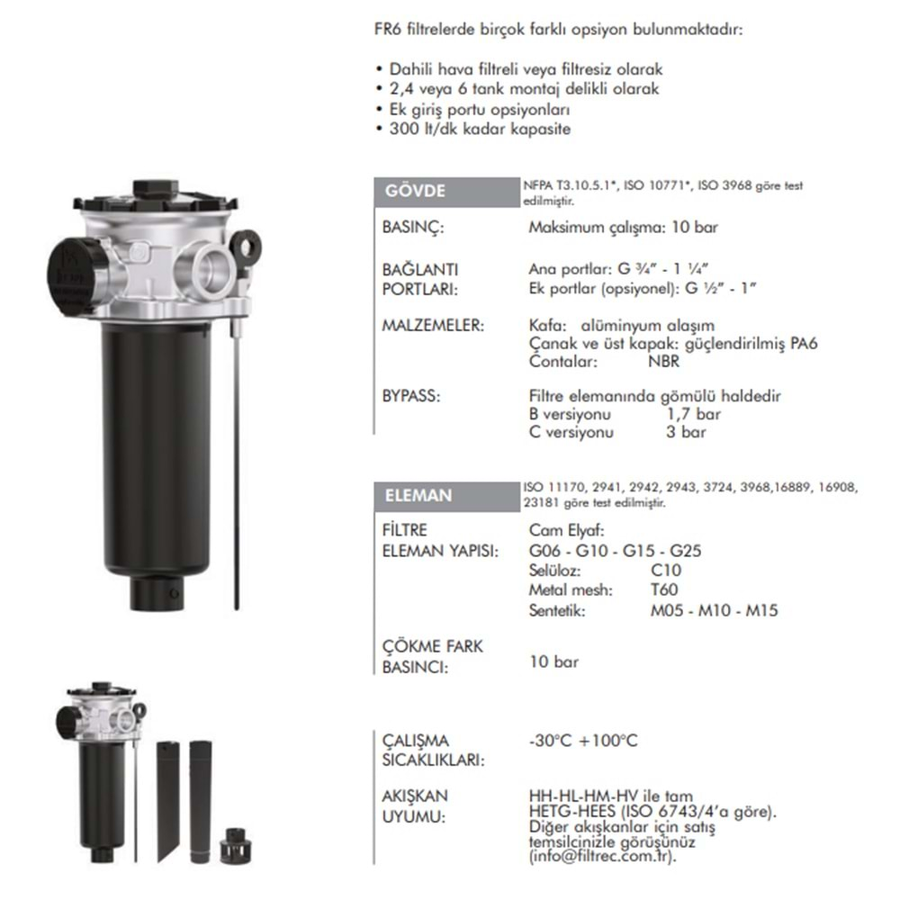 FILTREC FR62R122T25BBB5001BMPB FILTER HOUSING