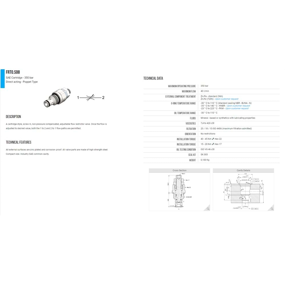 VIS FRT0.S08.00 PRESSURE FLOW CONTROL VALVE