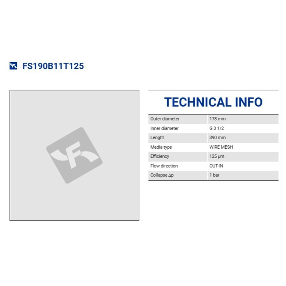 FILTREC FS190B11T125 SUCTION ELEMENT