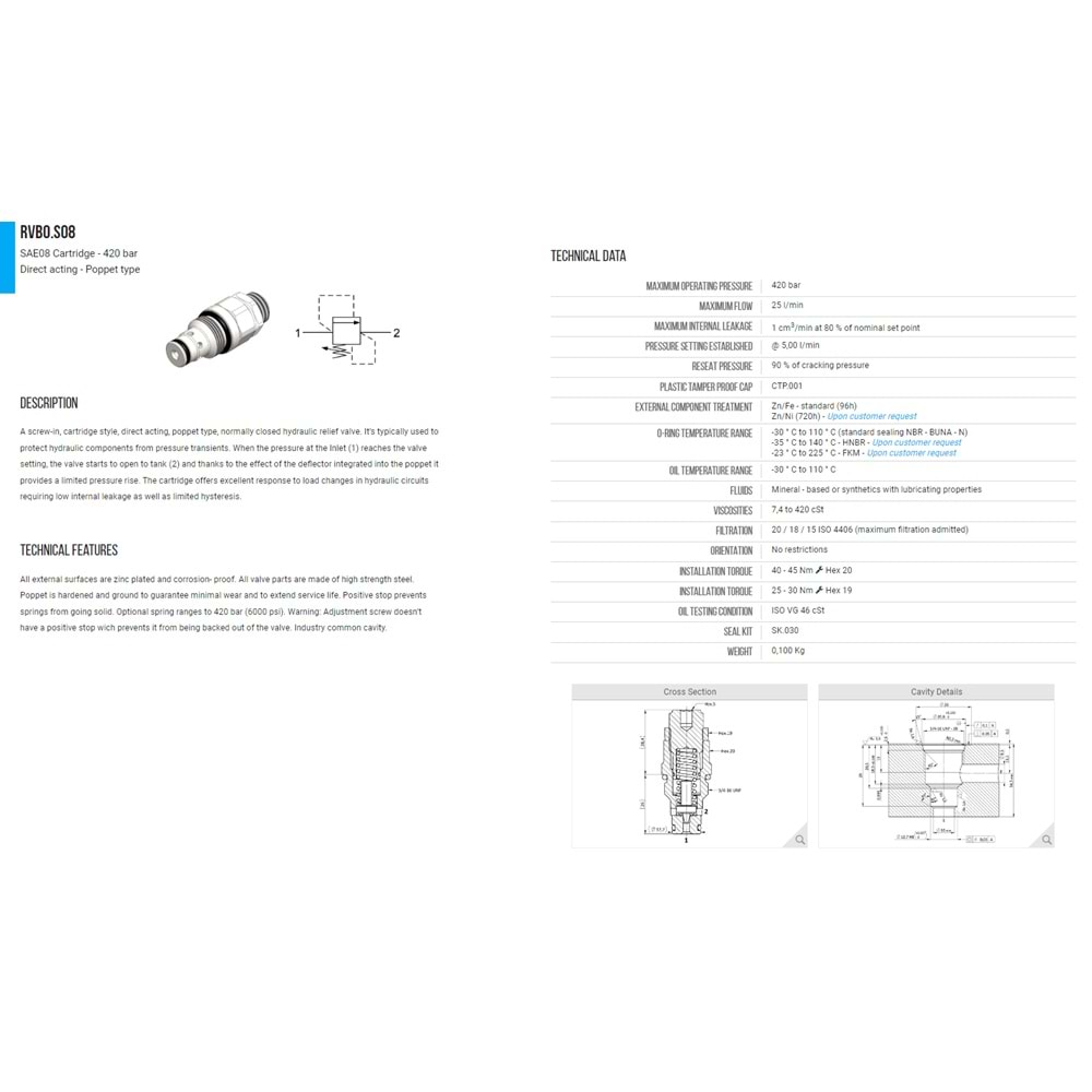 VIS RVB0.S08.0B RELİEF VALVES