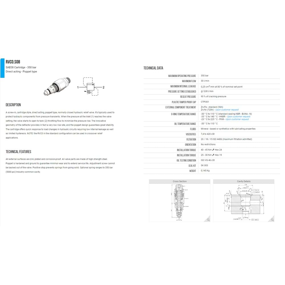 VIS RVC0.S08.0B RELİEF VALVES