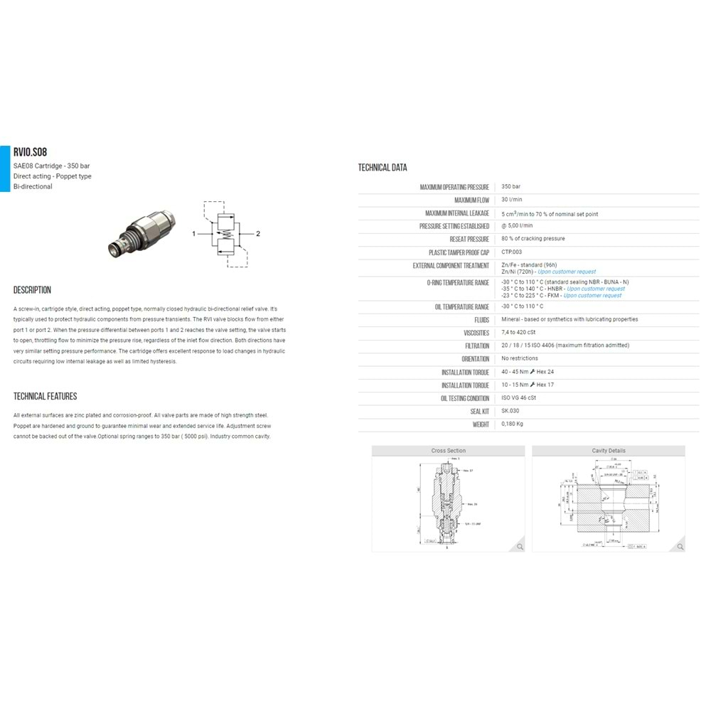 VIS RVI0.S08.0B RELİEF VALVES