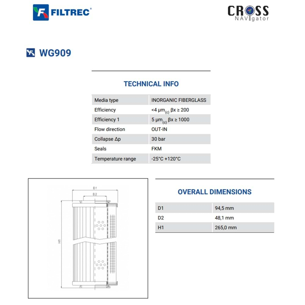 FILTREC WG909 FILTER ELEMENT