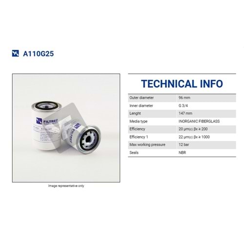 FILTREC A110G25 SPIN-ON CARTRIDGE