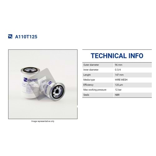 FILTREC A110T125 SPIN-ON CARTRIDGE