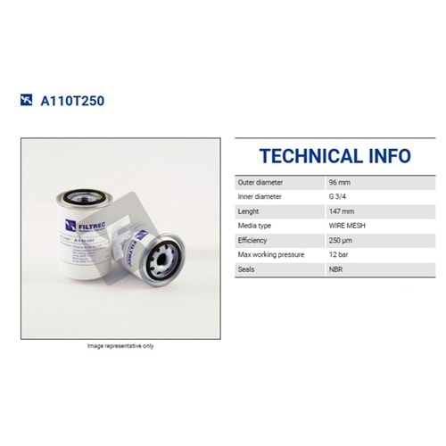 FILTREC A110T250 SPIN-ON CARTRIDGE