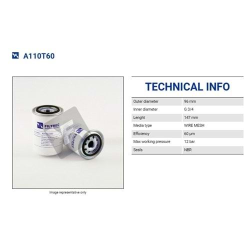FILTREC A110T60 SPIN-ON CARTRIDGE