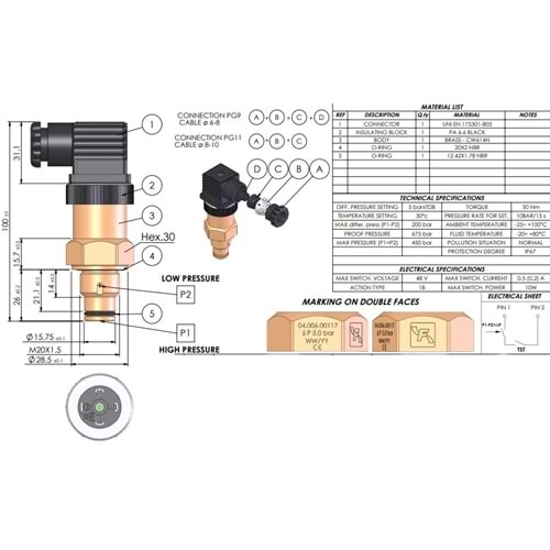 FILTREC ET5 CLOGGING INDICATOR