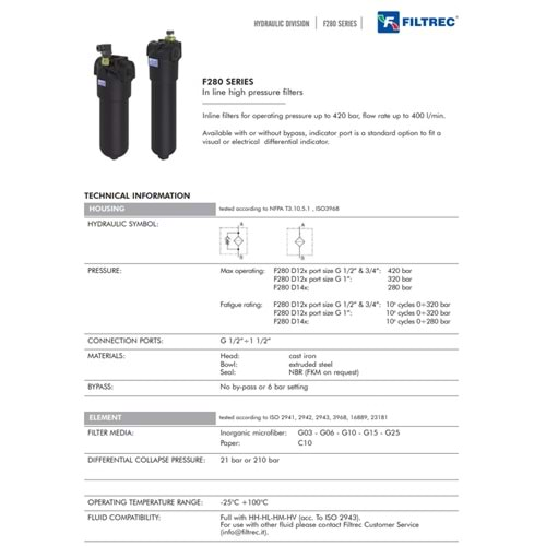 FILTREC F280D120T60ABB3DS000 FILTER HOUSING