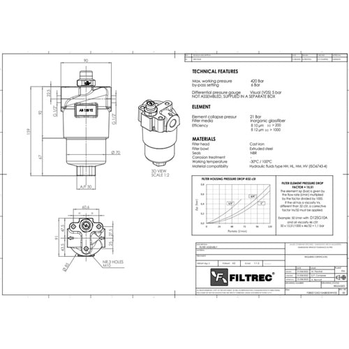 FILTREC F280D125G10ABB3DW000 FILTER HOUSING