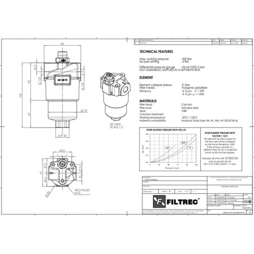 FILTREC F280D125G10ABB3DWE05 FILTER HOUSING