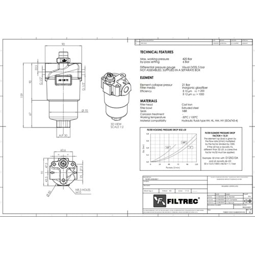 FILTREC F280D125G10ABB3DWV05 FILTER HOUSING