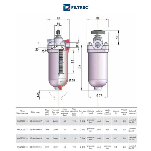 FILTREC KMGP00013 PROCESS FILTER