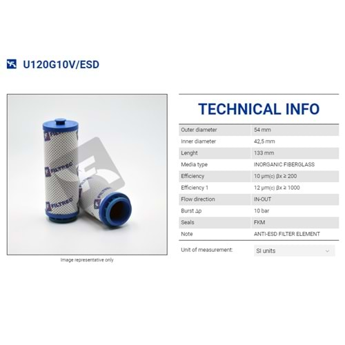 FILTREC U120G10V/ESD FILTER ELEMENT