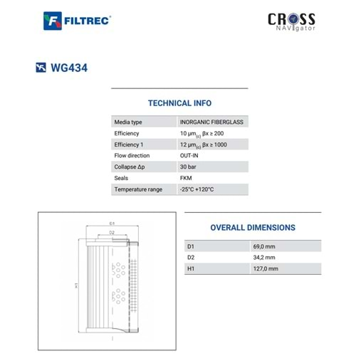 FILTREC WG434 FILTER ELEMENT