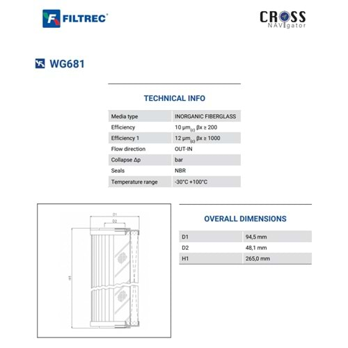 FILTREC WG681 FILTER ELEMENT