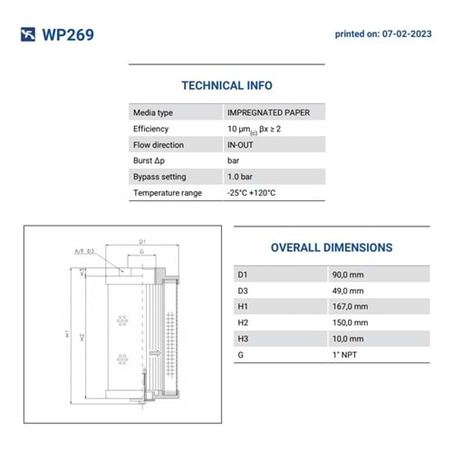 FILTREC WP269 FILTER ELEMENT