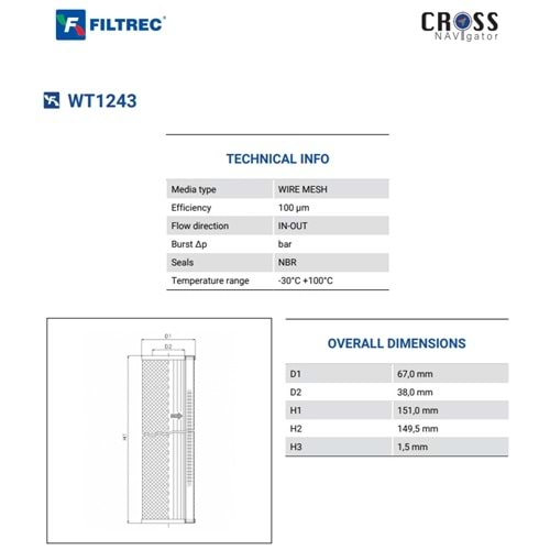 FILTREC WT1243 FILTER ELEMENT